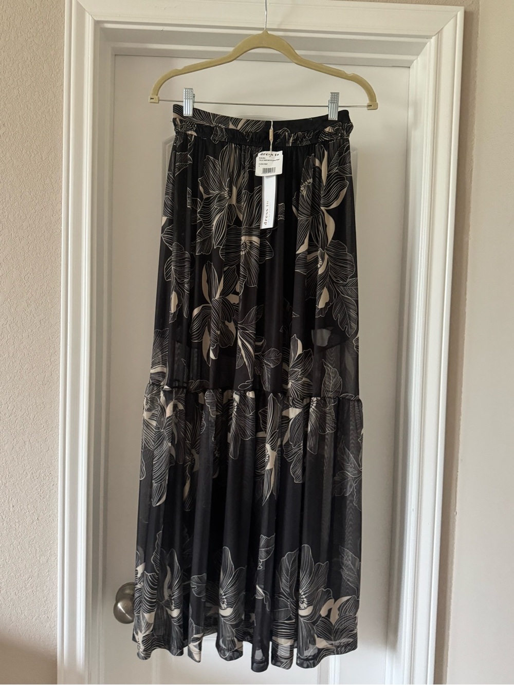 DRESS TO TULLE FLORAL SKIRT FLORA PRINT IN BLACK